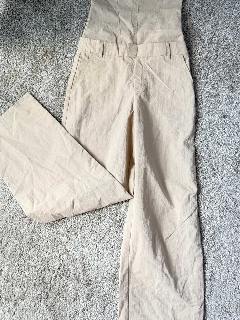 Zara Strapless Wide-Leg Jumpsuit in Beige - Picture 5 of 13